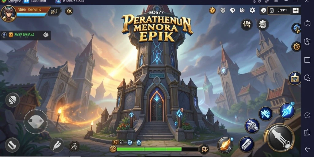 Tampilan gameplay menegangkan di EOS77 Tower Defense.