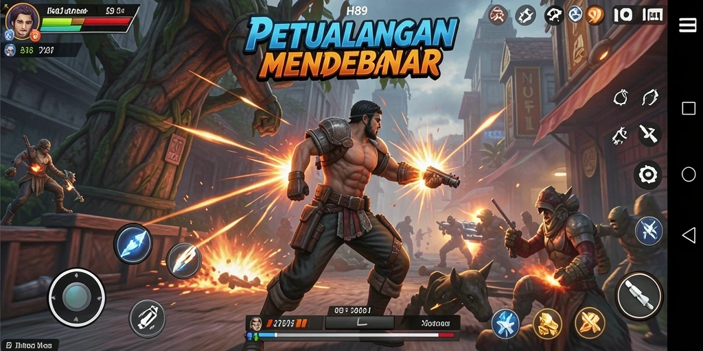 Screenshot menampilkan aksi seru dalam H89 yang dinamis.