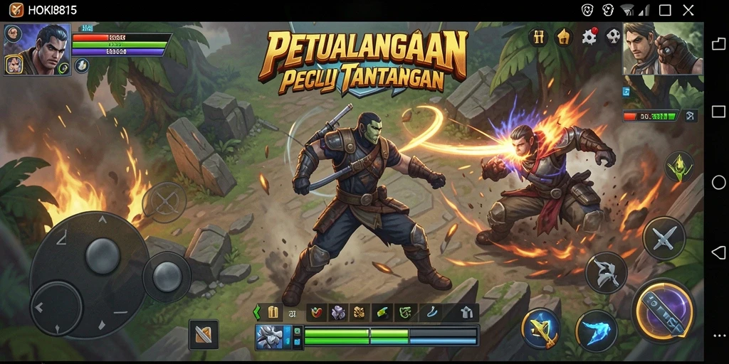 Tangkapan layar HOKI8815 menampilkan aksi pertempuran yang mendebarkan dalam game ARPG.