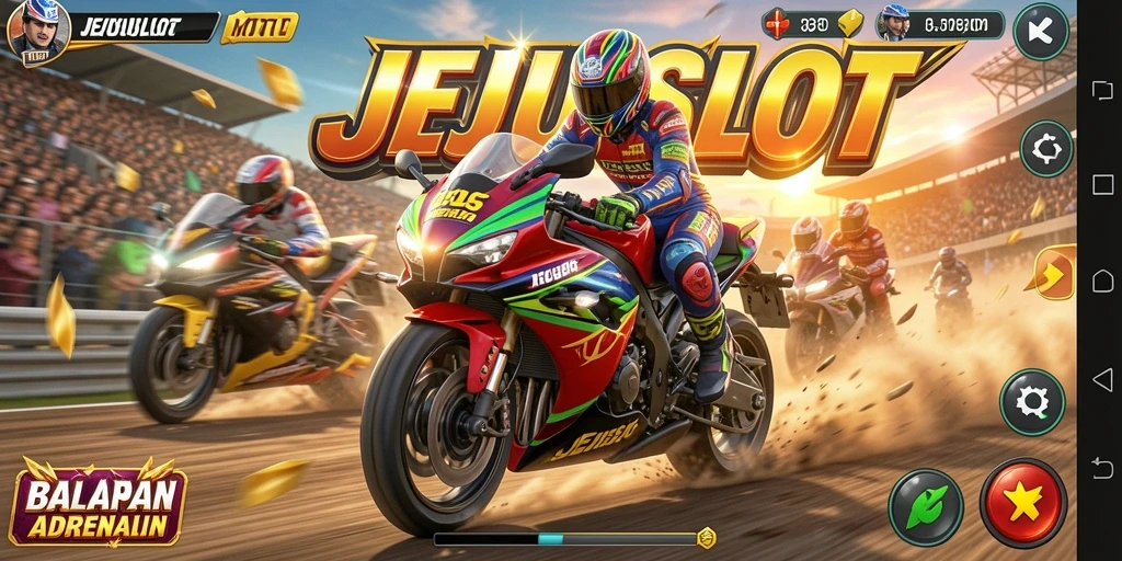 Gameplay JEJUSLOT yang menegangkan di trek balapan.