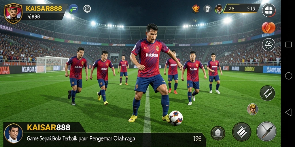 Screenshot utama KAISAR888 menampilkan pemain melakukan tendangan penalti.