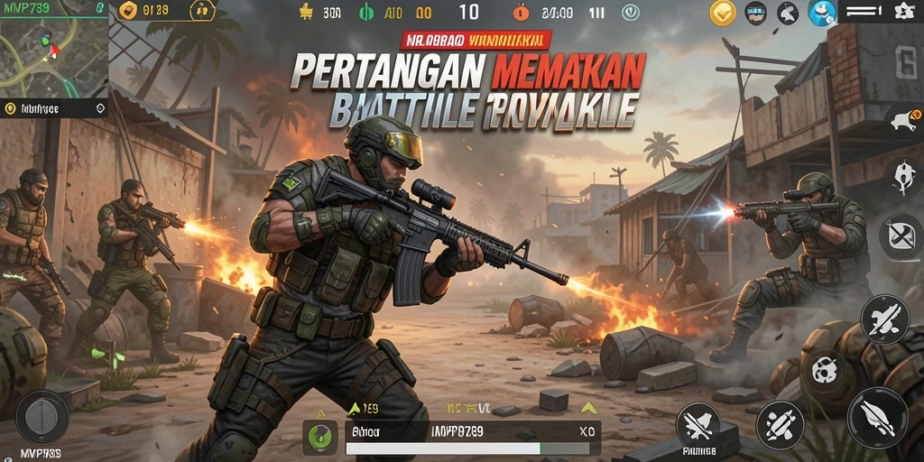 Gameplay seru di dalam arena Battle Royale MVP789.
