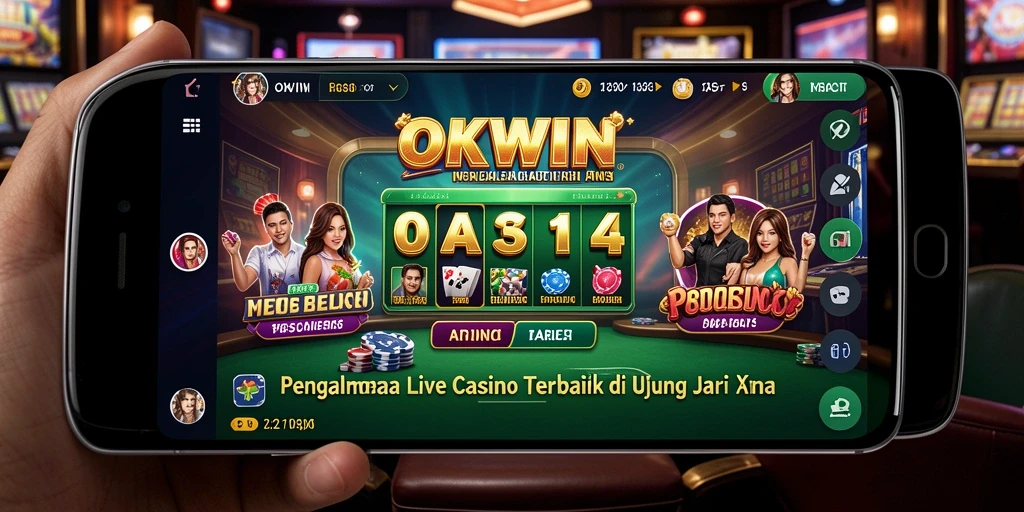 Screenshot gameplay OKWIN menampilkan suasana kasino langsung yang mengasyikkan.