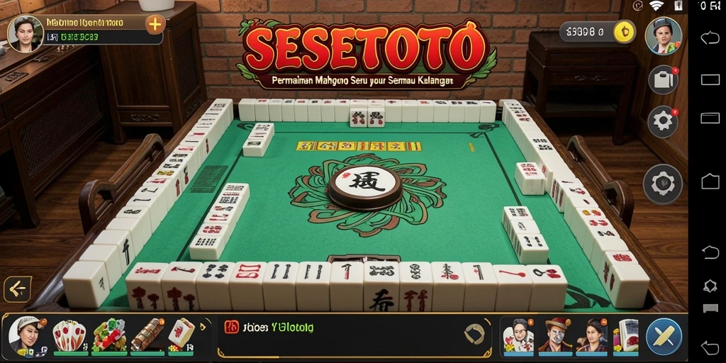 Tampilan gameplay menarik dari SESETOTO yang menampilkan ubin Mahjong.