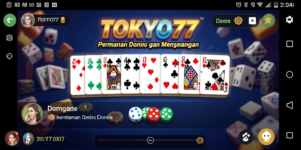 Screenshot utama TOKYO77 menampilkan gameplay Domino yang seru dan interaktif.