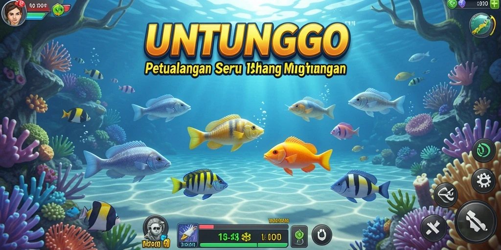 Tangkapan layar UNTUNGGO menampilkan serunya gameplay Tembak Ikan.
